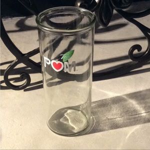 POM drinking clear glass painted